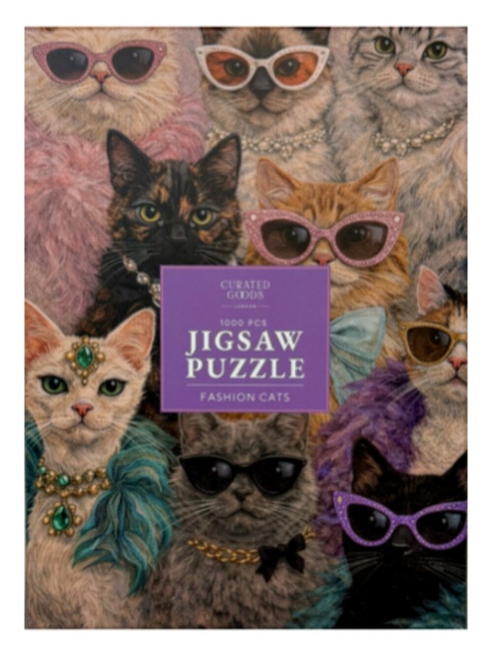 Curated Goods Fashion Cats 1000 Piece Jigsaw Puzzle NEW